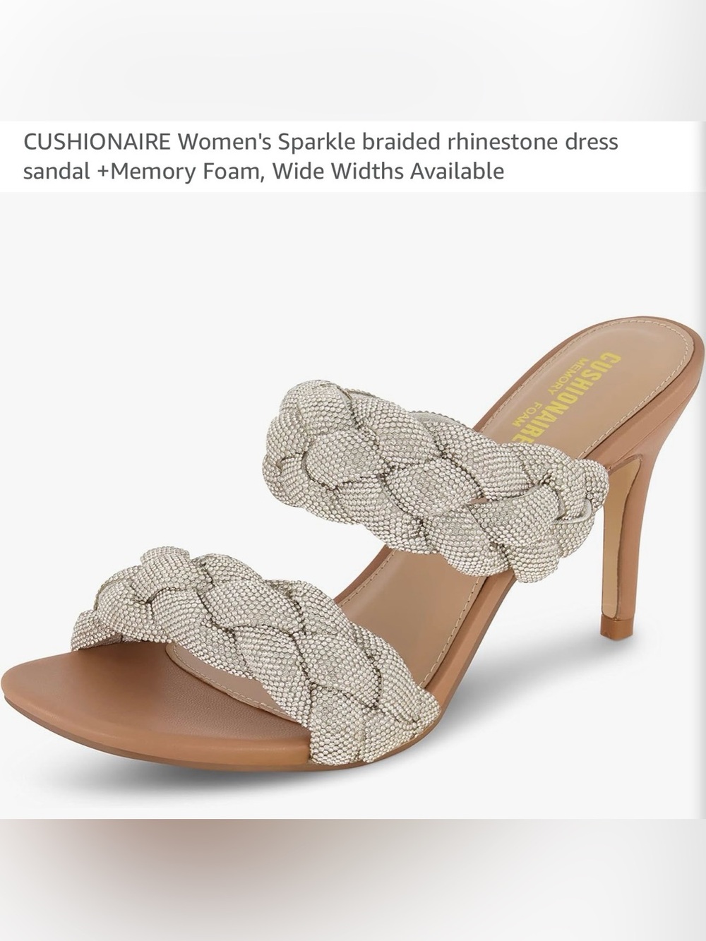 Cushionaire White Rhinestone Braided Heeled Sandals